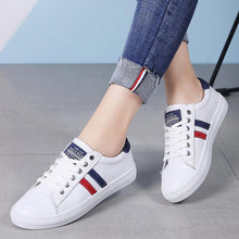 Load image into Gallery viewer, Women's Genuine Leather Sneakers Women Casual Fashionable Sports Shoes Vulcanized Woman White Flat White Sneakers Leather Casual Shoes White Tennis Sneakers