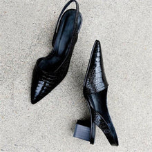 Load image into Gallery viewer, Women's Pointed Toes Pumps Luxury Heels Sandals Summer New Vintage Woman Lady Sandals Fashion Heel Sandals Mid Block Square Heel Slip On Pointed Toe Office Sandal