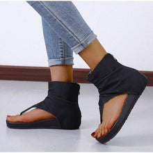 Load image into Gallery viewer, Women's Sandals Retro Ladies Flip Flops Clip Toe Vintage Black Boots Casual Fashion Summer Woman Clip Toe Vintage Boots Casual Tassel Rome Fashion Summer Comfortable Woman Shoes
