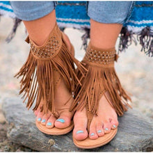 Load image into Gallery viewer, Women's Sandals Retro Ladies Flip Flops Clip Toe Vintage Black Boots Casual Fashion Summer Woman Clip Toe Vintage Boots Casual Tassel Rome Fashion Summer Comfortable Woman Shoes