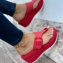Load image into Gallery viewer, Women's Sandals Summer Shoes Beach Platform Clip Toes Buckle Strap Leather Casual Shoes Summer Casual Clip Toe Slippers Summer Flat Non-Slip Shoes With Buckle Strap