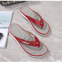 Load image into Gallery viewer, Women's Summer New Fashion Metal Button Slides Beach Shoes Modern Sandals Women Outside Platform Comfort Thong Style Flip Flops Sandals With Arch Support Thick Sole Outdoor Flip Flops