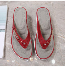 Load image into Gallery viewer, Women's Summer New Fashion Metal Button Slides Beach Shoes Modern Sandals Women Outside Platform Comfort Thong Style Flip Flops Sandals With Arch Support Thick Sole Outdoor Flip Flops