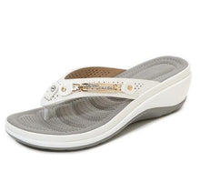 Load image into Gallery viewer, Women's Summer New Fashion Metal Button Slides Beach Shoes Modern Sandals Women Outside Platform Comfort Thong Style Flip Flops Sandals With Arch Support Thick Sole Outdoor Flip Flops