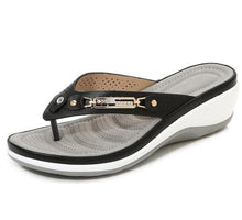 Load image into Gallery viewer, Women's Summer New Fashion Metal Button Slides Beach Shoes Modern Sandals Women Outside Platform Comfort Thong Style Flip Flops Sandals With Arch Support Thick Sole Outdoor Flip Flops