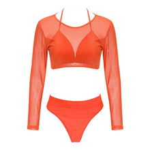 Load image into Gallery viewer, Women's Swimsuit Bikini Set Women's High Waist Swimwear Long Sleeve 3PCS Swimsuit Triangle Three-Piece Suit Bandage Push-Up Swimsuit Bathing Beachwear Swimwear