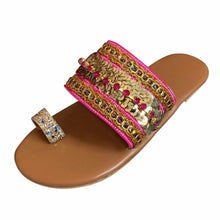 Load image into Gallery viewer, Women Sandals Flip-Flops Handmade Style Flip Flop Sandals Streetwear Fashion Shoes Women Flat Clip Toe Casual Floral Beach Flip Flop Comfy Shoes Summer Elegant Toe Ring Sandals