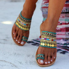 Load image into Gallery viewer, Women Sandals Flip-Flops Handmade Style Flip Flop Sandals Streetwear Fashion Shoes Women Flat Clip Toe Casual Floral Beach Flip Flop Comfy Shoes Summer Elegant Toe Ring Sandals