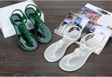 Load image into Gallery viewer, Women Sandals Flip Flops New Summer Fashion Beach Flower Breathable Non-Slip Flat Slides Casual Womens Flat Sandals T-strap Thong Summer Flip Flops Dressy Sandals
