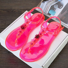 Load image into Gallery viewer, Women Sandals Flip Flops New Summer Fashion Beach Flower Breathable Non-Slip Flat Slides Casual Womens Flat Sandals T-strap Thong Summer Flip Flops Dressy Sandals