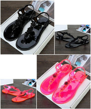 Load image into Gallery viewer, Women Sandals Flip Flops New Summer Fashion Beach Flower Breathable Non-Slip Flat Slides Casual Womens Flat Sandals T-strap Thong Summer Flip Flops Dressy Sandals