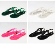 Load image into Gallery viewer, Women Sandals Flip Flops New Summer Fashion Beach Flower Breathable Non-Slip Flat Slides Casual Womens Flat Sandals T-strap Thong Summer Flip Flops Dressy Sandals