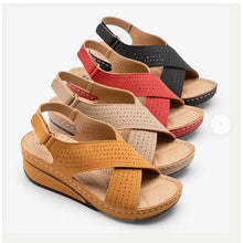 Load image into Gallery viewer, Women Sandals New Summer Shoes Woman Sewing Hollow Out Casual Leather Comfortable Retro Sandals Cutout Leather Crisscross Open Toe Women Casual Summer Platform Walking Shoes