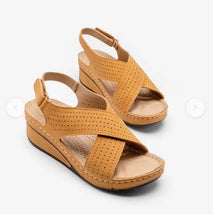 Load image into Gallery viewer, Women Sandals New Summer Shoes Woman Sewing Hollow Out Casual Leather Comfortable Retro Sandals Cutout Leather Crisscross Open Toe Women Casual Summer Platform Walking Shoes