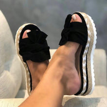 Load image into Gallery viewer, Women Sandals Platform Shoes Bow Summer Sandals Slipper Indoor Outdoor Flip-Flops Beach Shoes High Heeled Bow-Knot Platform Modern Comfy High Heel Beach Sandals