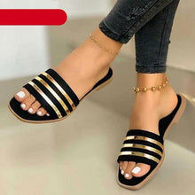 Load image into Gallery viewer, Women Sandals Summer Outdoor Beach Flip-flop Sandals Solid Fashion Sandals Flats Casual Shoes Black Summer Flat Sandals Stylish Flip Flop Comfortable Color Matching Sandals Flat Non-Slip Open-Toe Casual Beach Sandals