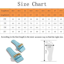 Load image into Gallery viewer, Women Slipper Sandals Gold Chain Closed Toe Slip On Flat Heels Square Head Casual Slides Flip Flop Chunky Heel Mules Open Toe Slip On Dress Backless High Heels Slides Slippers