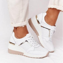 Load image into Gallery viewer, Women Sneakers Leopard Print Lace-Up Women's Vulcanize Shoes Sports Sneakers Breathable Height Increasing Walking Jogging Sneakers Gold Silver Sport Running Women's Sneakers