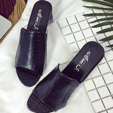 Load image into Gallery viewer, Women Square Heels Summer Sandals Open Toe Multi Colors Shoes Cute Sandals Flip Flops Slip On Fashion Wedding Dress Chunky Block Heels Open Back High Heel Slide Slipper