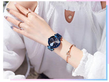 Load image into Gallery viewer, Women Starry Sky Clock Luxury Women Watches Fashion Diamond Quartz Wristwatches Women's Fashion Starry Sky Watch Luxury Analog Stardust Watches For Girls Casual Luminous Ladies Wrist Watch With Stainless Steel Mesh Band Dress Watch