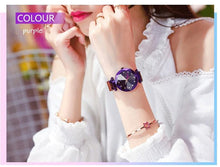 Load image into Gallery viewer, Women Starry Sky Clock Luxury Women Watches Fashion Diamond Quartz Wristwatches Women's Fashion Starry Sky Watch Luxury Analog Stardust Watches For Girls Casual Luminous Ladies Wrist Watch With Stainless Steel Mesh Band Dress Watch