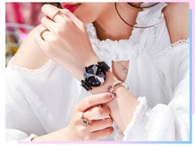 Load image into Gallery viewer, Women Starry Sky Clock Luxury Women Watches Fashion Diamond Quartz Wristwatches Women's Fashion Starry Sky Watch Luxury Analog Stardust Watches For Girls Casual Luminous Ladies Wrist Watch With Stainless Steel Mesh Band Dress Watch