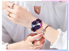 Load image into Gallery viewer, Women Starry Sky Clock Luxury Women Watches Fashion Diamond Quartz Wristwatches Women's Fashion Starry Sky Watch Luxury Analog Stardust Watches For Girls Casual Luminous Ladies Wrist Watch With Stainless Steel Mesh Band Dress Watch