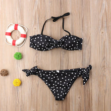 Load image into Gallery viewer, Women Strapless Bandage Push Up Dot Printed Bikini Set Women's Adjustable Bathing Suits Two Piece Swimwear Tie Cutout Low Waist String Bikini Set Lace Up Female Summer Swimwear Swimsuit Beachwear