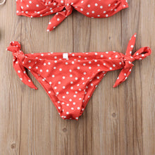Load image into Gallery viewer, Women Strapless Bandage Push Up Dot Printed Bikini Set Women's Adjustable Bathing Suits Two Piece Swimwear Tie Cutout Low Waist String Bikini Set Lace Up Female Summer Swimwear Swimsuit Beachwear