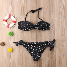 Load image into Gallery viewer, Women Strapless Bandage Push Up Dot Printed Bikini Set Women's Adjustable Bathing Suits Two Piece Swimwear Tie Cutout Low Waist String Bikini Set Lace Up Female Summer Swimwear Swimsuit Beachwear