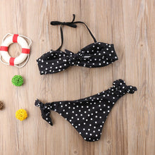 Load image into Gallery viewer, Women Strapless Bandage Push Up Dot Printed Bikini Set Women's Adjustable Bathing Suits Two Piece Swimwear Tie Cutout Low Waist String Bikini Set Lace Up Female Summer Swimwear Swimsuit Beachwear
