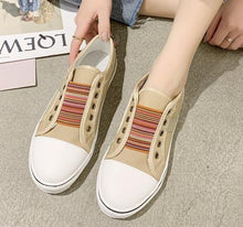 Load image into Gallery viewer, Women Summer Autumn Sneakers Low-Cut Trainers Canvas Flat Sneakers Casual Slip On Canvas Comfortable Walking Flats Shoes For Womens