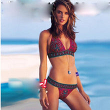 Load image into Gallery viewer, Women Summer Beautiful Print Swimsuit Bikini Set Women's Solid Halter Padded Push Up Bikini Set Two Pieces Swimsuit Swimwear Bathing Suit Push-up Bandage Swimming Costume Bathing Suit Fashion Beachwear