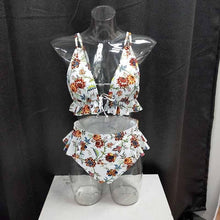 Load image into Gallery viewer, Women Summer High Waist Ruffle Bikini Set Swimwear Women Lady Floral Female Push Up Swimsuit Summer Beach Wear Bikini Pure Color Bikini Charming Ruffled Bra And Bottom Swimsuits