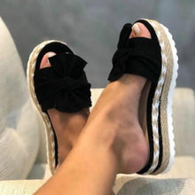 Load image into Gallery viewer, Women Summer Platform Mid Heels Bow Tie Open Toe Fashion Slides Beach Outdoor Shoes Knotted Bow Flat Footbed Sandals For Ladies Open Toe Casual Summer Slide Sandals