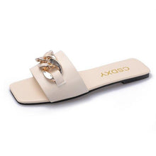Load image into Gallery viewer, Women Summer Slipper Square Toe Chain Slippers Slip On Flat Slide Sandals Beach Flip Flops Casual Shoes Woman Heel Shoes Open Toe Slip On Dress Backless Heels Slides Slippers