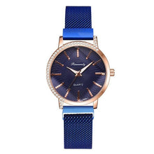 Load image into Gallery viewer, Women Watches New Luxury Fashion Quartz Ladies Watch Clock Rose Gold Diamond Dial Dress Casual Wristwatch Quartz Movement Girls Ladies Wristwatch Big Face Mesh Belt Watch And Bracelet Set