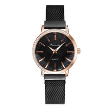 Load image into Gallery viewer, Women Watches New Luxury Fashion Quartz Ladies Watch Clock Rose Gold Diamond Dial Dress Casual Wristwatch Quartz Movement Girls Ladies Wristwatch Big Face Mesh Belt Watch And Bracelet Set