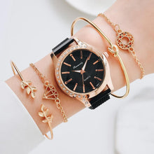 Load image into Gallery viewer, Women Watches New Luxury Fashion Quartz Ladies Watch Clock Rose Gold Diamond Dial Dress Casual Wristwatch Quartz Movement Girls Ladies Wristwatch Big Face Mesh Belt Watch And Bracelet Set