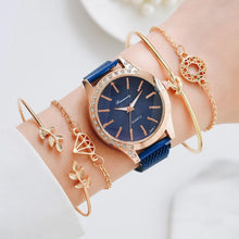 Load image into Gallery viewer, Women Watches New Luxury Fashion Quartz Ladies Watch Clock Rose Gold Diamond Dial Dress Casual Wristwatch Quartz Movement Girls Ladies Wristwatch Big Face Mesh Belt Watch And Bracelet Set