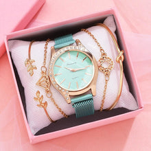 Load image into Gallery viewer, Women Watches New Luxury Fashion Quartz Ladies Watch Clock Rose Gold Diamond Dial Dress Casual Wristwatch Quartz Movement Girls Ladies Wristwatch Big Face Mesh Belt Watch And Bracelet Set