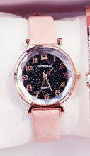 Load image into Gallery viewer, Women Watches Starry Sky Bracelet Set Watch Casual Leather Quartz Wristwatch Fashion Leather Strap Dress Analogy Display Classic Romantic With Jewelry Bracelet Set