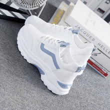 Load image into Gallery viewer, Women White Leather Sneakers Fashion Casual Woman Comfortable Breathable White Flats Platform Sneakers Low Top Sneaker Lace-up Classic Girls Comfortable Sneakers