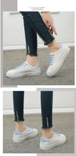 Load image into Gallery viewer, Women White Sneakers Fashion Breathble Vulcanized Shoes Leather Platform Shoes White Lace Up Casual Woman Comfortable Sneakers Leather Spring Flats Trainers Sneakers
