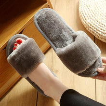 Load image into Gallery viewer, Women Winter Heart Shoes Woman Slides Plush Home Slippers Indoor House Shoes Winter Warm Fur Slippers With Embroidered Heart Details Soft And Warm House Slippers With Cushioned Insole