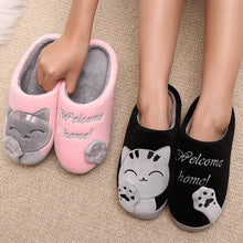Load image into Gallery viewer, Women Winter Home Fur Slippers Cat Non-Slip Soft Warm House Indoor Bedroom Men Couples Memory Foam Floor Shoes Fluffy Slippers For Women Indoor Warm Furry Bedroom Slippers With Non Slip Outsole