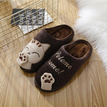 Load image into Gallery viewer, Women Winter Home Slippers Cat Shoes Soft Winter Warm House Slippers Indoor Bedroom Couples Slippers Super Soft Lightweight Bedroom Shoes Waterproof Rubber Sole Indoor Outdoor For Women