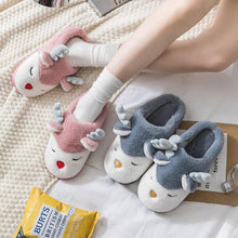 Load image into Gallery viewer, Women Winter Home Slippers Deer Elk Non-Slip Soft Warm House Shoes Men Indoor Bedroom Elk Slippers Warm Animal Slippers Winter Fleece Plush Home Slippers With Non-Skid Rubber Sole