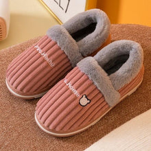 Load image into Gallery viewer, Women Winter Slippers Female Plush Thick Bottom Home Cotton Shoes Non-Slip Comfortable Indoors Flats Men's Plush Fleece Lined House Shoes Indoor Outdoor Anti-Skid Rubber Sole