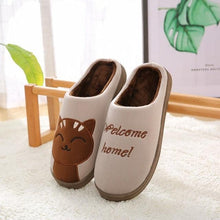 Load image into Gallery viewer, Women Winter Warm Home Slippers Couple Shoes Plush Cat Animal Slip On Soft Indoor Flats Comfort Cozy Memory Foam Scuff Slippers Slip On Warm House Shoes